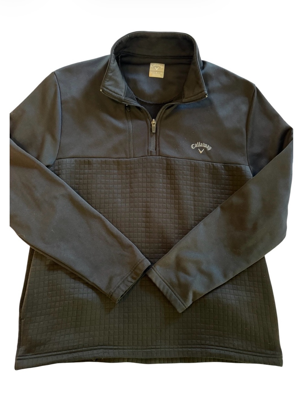 Callaway Mens Black Opti Dry Quarter Zip Performance Layer Sweatshirt Size L